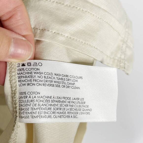 Club Monaco Mens XLarge XL Cream Short Sleeve Button Front Shirt Cotton Collared - Picture 7 of 8